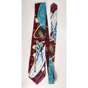 Marvel Comics Silver Surfer Men's 100% Silk‎ Necktie Designer Burgundy 4"x 58"